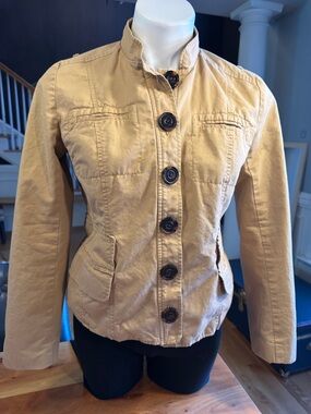Relativity Minimalist Utility Jacket Blazer Tan Cotton Button Front (GUC) Size S